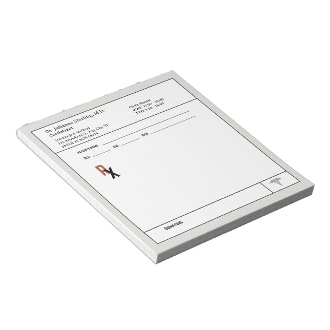 Bloc-notes de prescription médicale, Bloc-notes mé (Incliné)