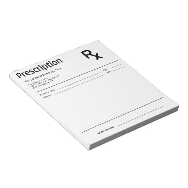 Bloc-notes de prescription médicale, Médecin chiru (Incliné)