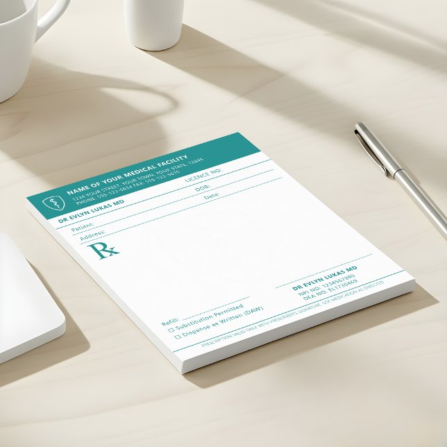 Bloc-notes de prescription médicale sarcelle pour  (Créateur téléchargé)
