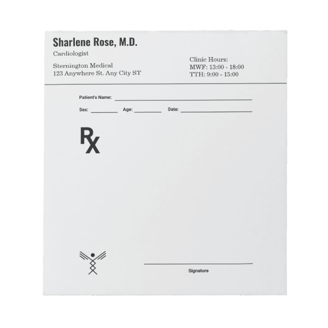 Bloc-notes de prescription personnalisé – RX de do (Devant)