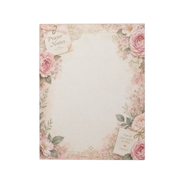 Bloc-notes de prière floral rose (Tourné)