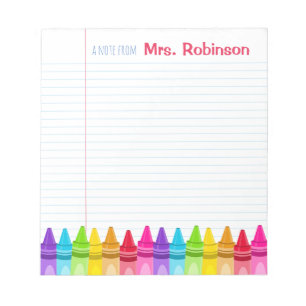 Bloc-notes de professeur coloré personnalisé crayo