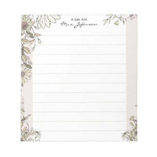Bloc-notes de professeur Floral Lines Pure