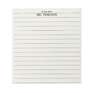 Bloc-notes de professeur papier ligné avec "un mot