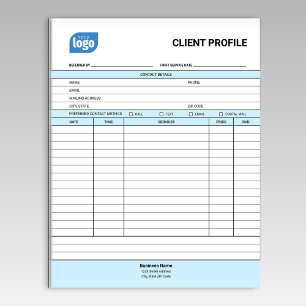 Bloc-notes de profil client pour entreprise