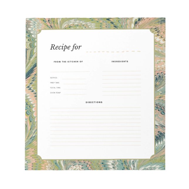 Bloc-notes de recette de papier marbré antique (Devant)