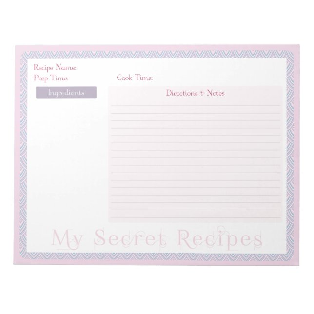 Bloc-notes de recette en Motif Geo rose bébé (Devant)