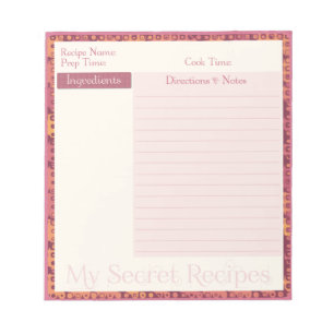 Bloc-notes de recettes en rétro automne