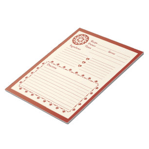 Bloc-notes de recettes liées par l'amour - Rouge