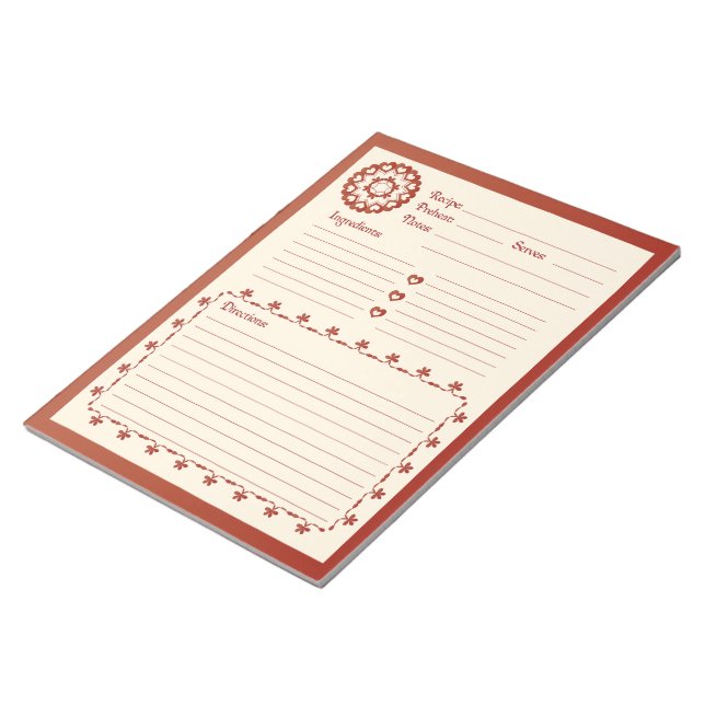 Bloc-notes de recettes liées par l'amour - Rouge (Incliné)