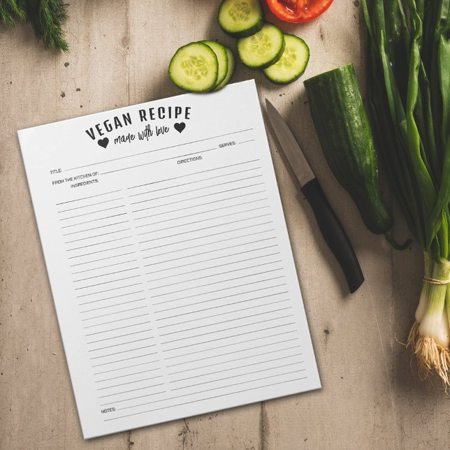 Bloc-notes de recettes végétaliennes minimalistes  (Créateur téléchargé)
