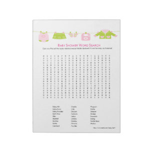 Bloc-notes de recherche de mot de jeu baby shower