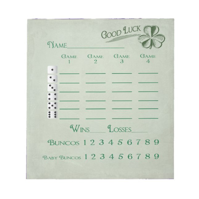 Bloc-notes de score Bunco de mars thème Saint-Patr (Devant)