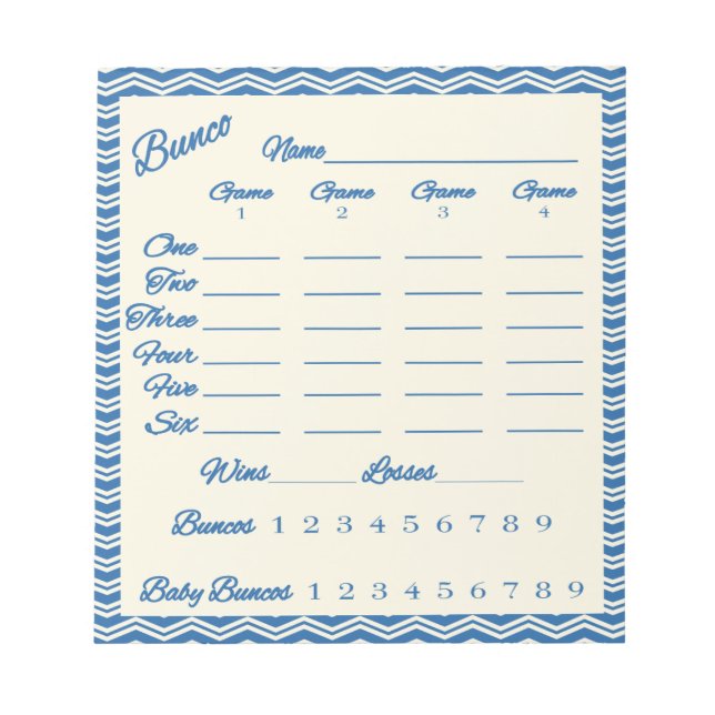 bloc-notes de score bunco - motif Chevron (Devant)