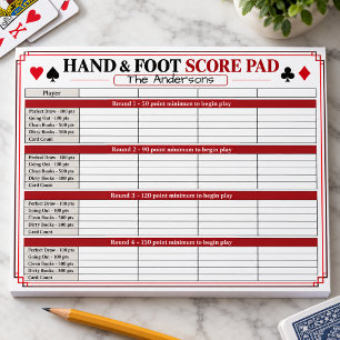 Bloc-notes de score personnalisé pour Hand & Foot