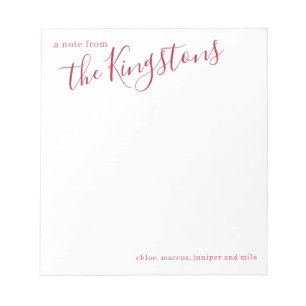 Bloc-notes de script de nom de famille Scarlet