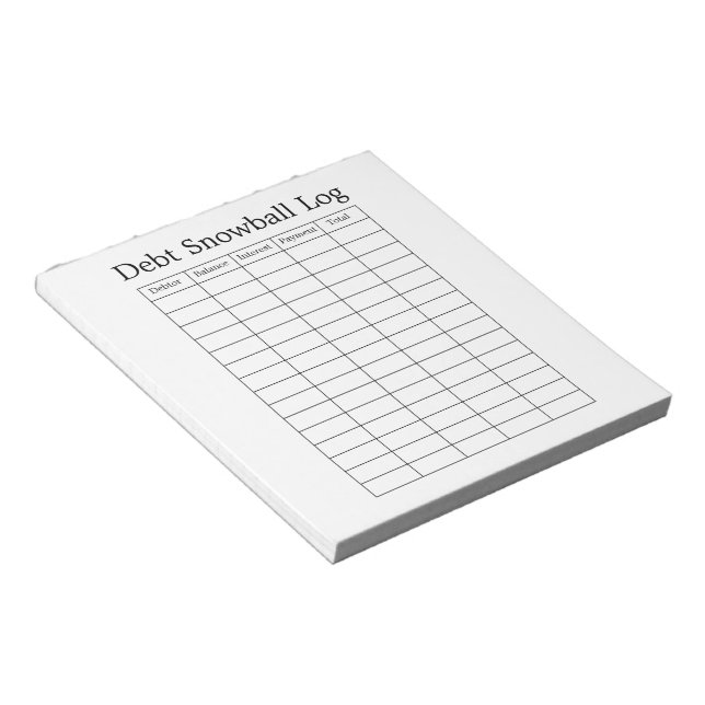 Bloc-notes de suivi de l'endettement personnalisé (Incliné)