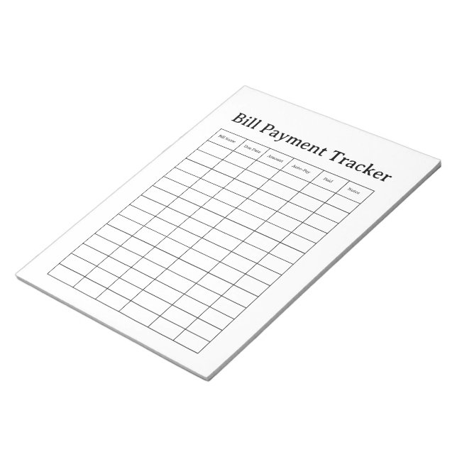 Bloc-notes de suivi des paiements de factures (Incliné)