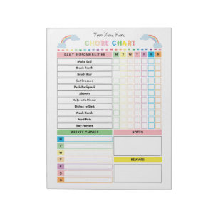 Bloc-notes de tableau de tâches pour enfants et li