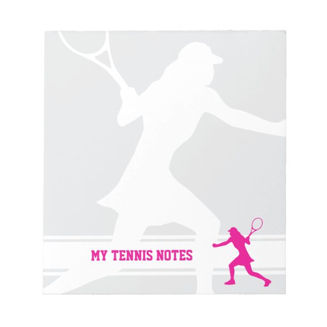 Bloc-notes de tennis avec silhouette de joueuse fé (Devant)