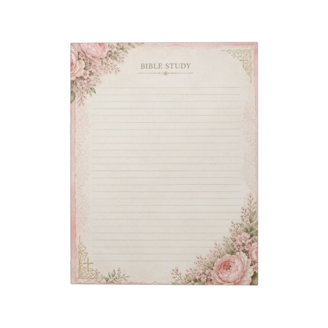 Bloc-notes d'étude biblique à fleurs roses (Tourné)