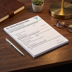 Bloc-notes d'excuse médicale avec nom personnalisé