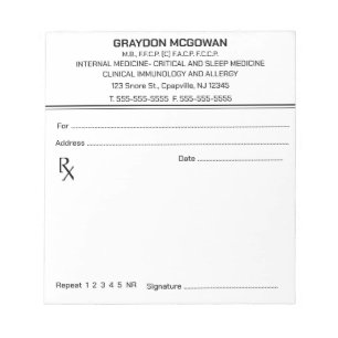 Bloc-notes d'ordonnance modifiable