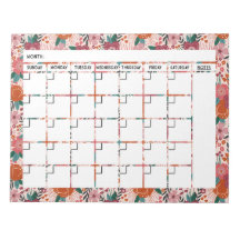 Bloc-notes du calendrier des fleurs tropicales en