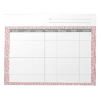 Bloc-notes du calendrier du calendrier des damas d