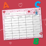 Bloc-notes du journal de lecture pour enfants de f<br><div class="desc">Un joli carnet de lecture pour les enfants pour le mois de février. Il possède un éléphant de charme et de mignons petits coeurs rouges et roses. Les étoiles pour les notes sont remplacées par 5 coeurs. © ArianeC Illustrations-Tous droits réservés</div>