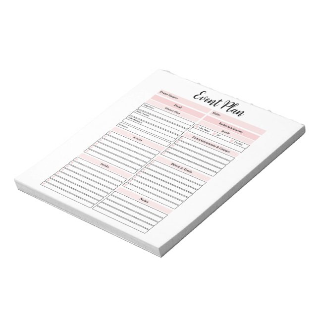 Bloc-notes du plan d'événements (Tourné)