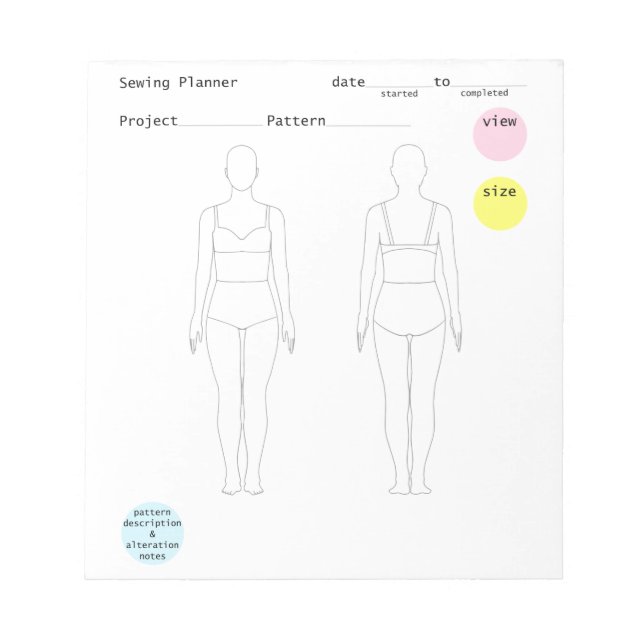 Bloc-notes du planificateur de couture (Devant)