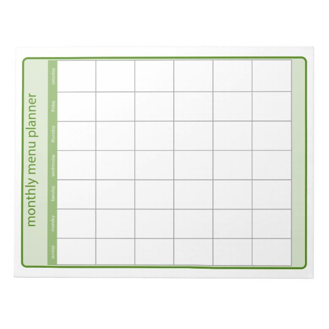 Bloc-notes du planificateur de menu mensuel (Devant)