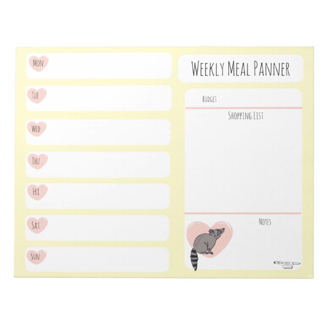 Bloc-notes du planificateur de repas hebdomadaire  (Devant)