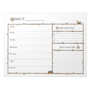 Bloc-notes du planificateur hebdomadaire