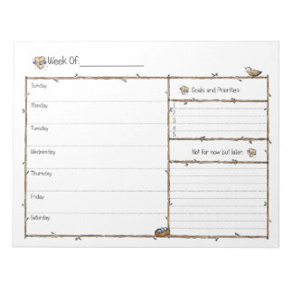 Bloc-notes du planificateur hebdomadaire