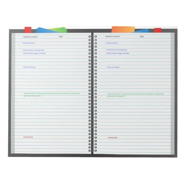 Bloc-notes du professeur pour suivre les élèves en (Devant)