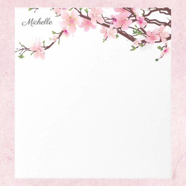 Bloc-notes en fleurs de cerises jolies VOTRE TEXTE (Créateur téléchargé)