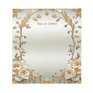 Bloc-notes en or orné blanc