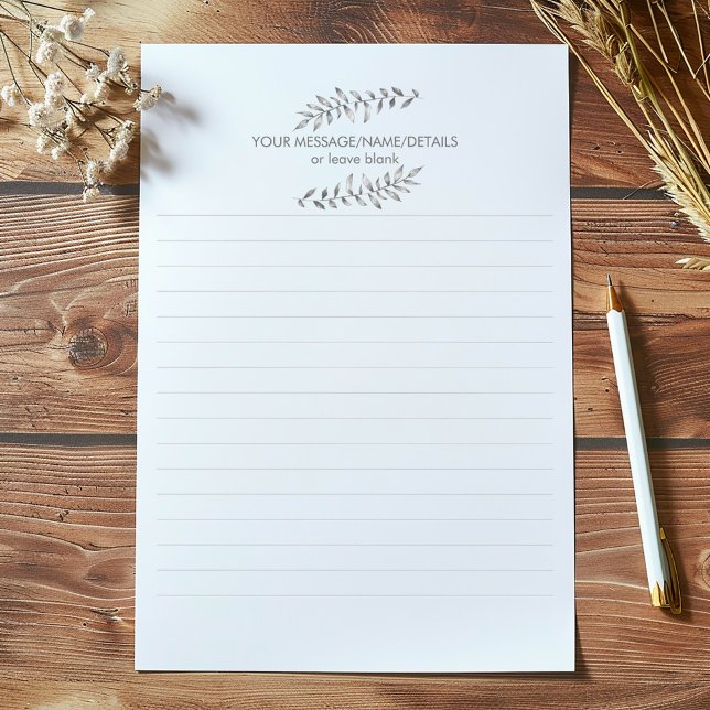 Bloc-notes en plante dessiné au crayon (Pretty leaves and plant lined notepad Pencil sketched, plant lined notepad.)