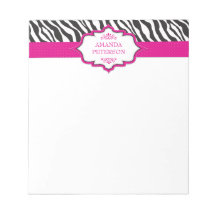 Bloc-notes en ruban rose Zebra
