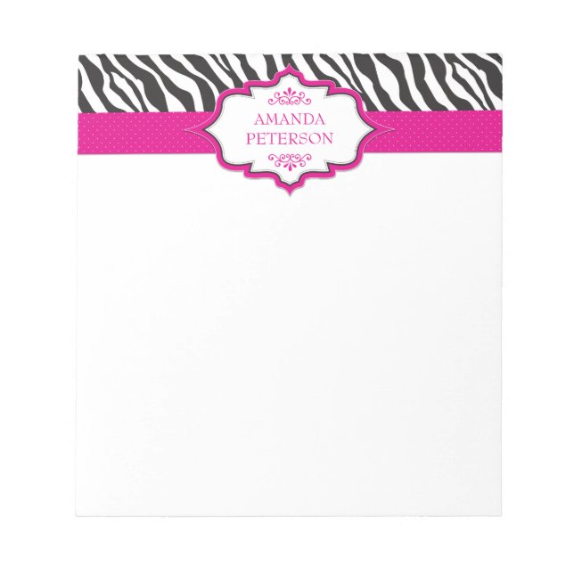 Bloc-notes en ruban rose Zebra (Devant)