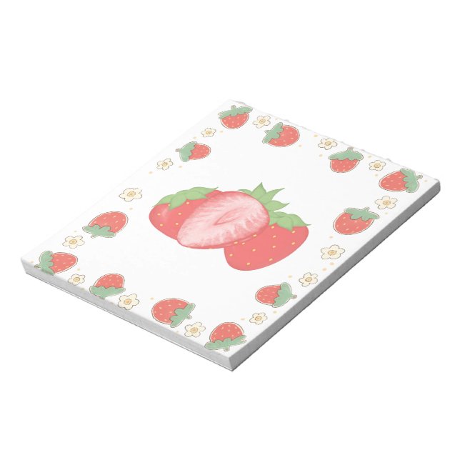 Bloc-notes esthétique à motif de fraise mignon (Tourné)