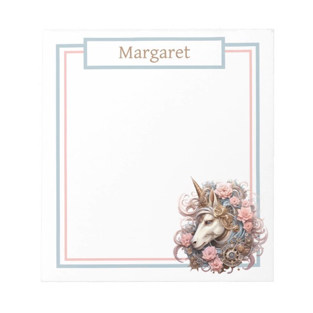 Bloc-notes fantaisie Licorne Rose (Devant)