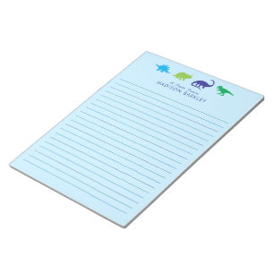 Bloc-notes fixe Dinosaur bleu mignon pour enfant D
