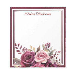 Bloc-notes Fleurs Boho Roses Violettes