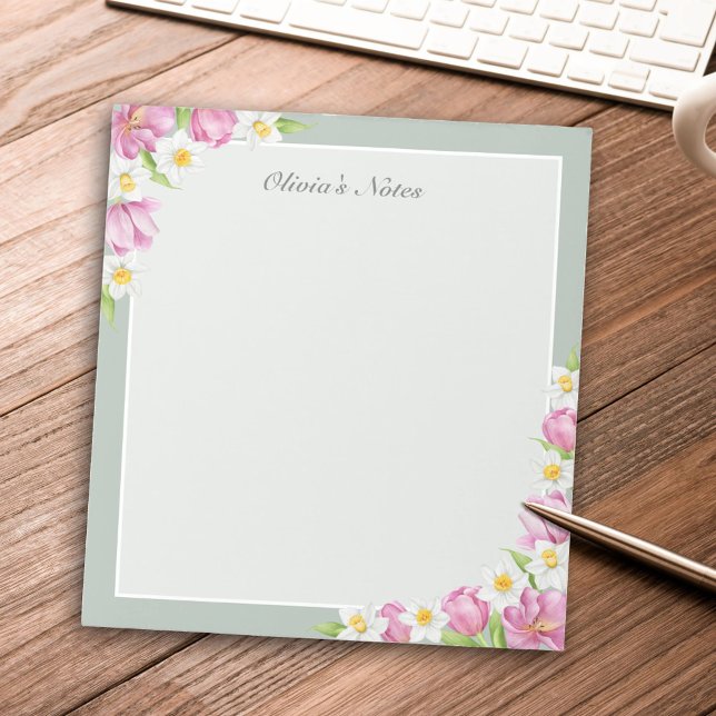 Bloc-notes Fleurs de printemps Tulipes roses et jo (Créateur téléchargé)