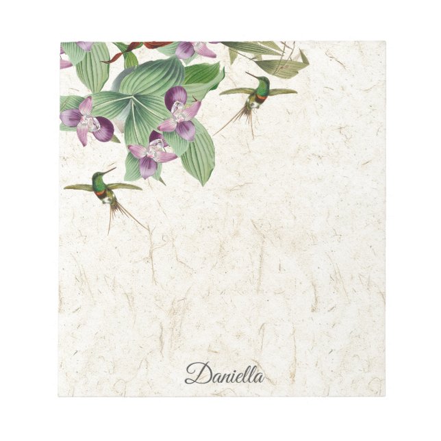 Bloc-notes Fleurs d'orchidées d'oiseaux colibris (Devant)