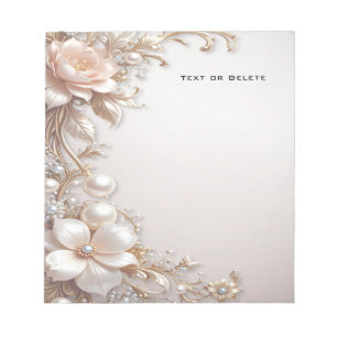 Bloc-notes Fleurs Rose Pâle et Blanches