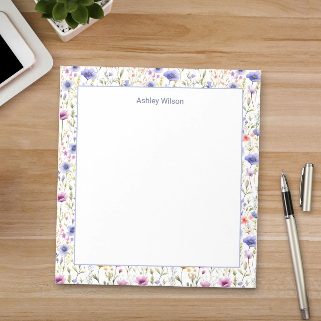 Bloc-notes floral à fleurs sauvages aquarelle colo (Créateur téléchargé)